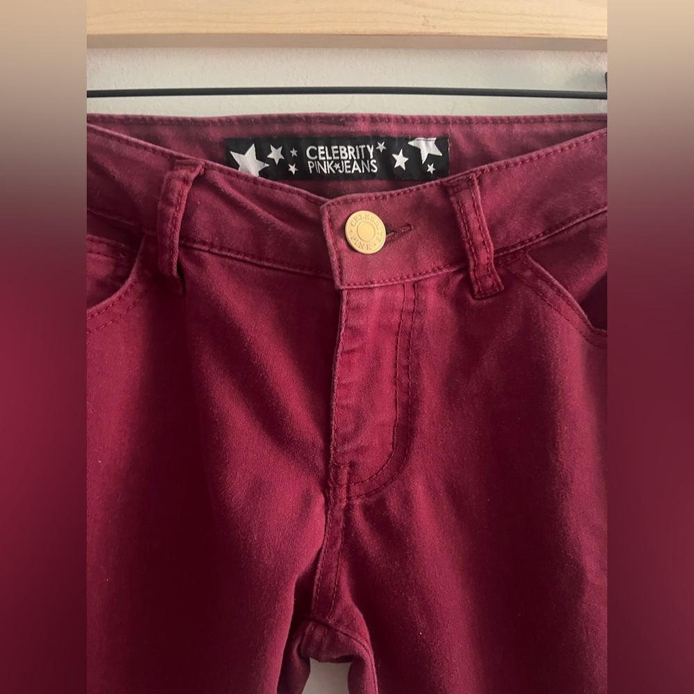 Celebrity Pink Jeans | Burgundy Stretch Skinny Pants | Women’s Size 7 - Picture 2 of 7